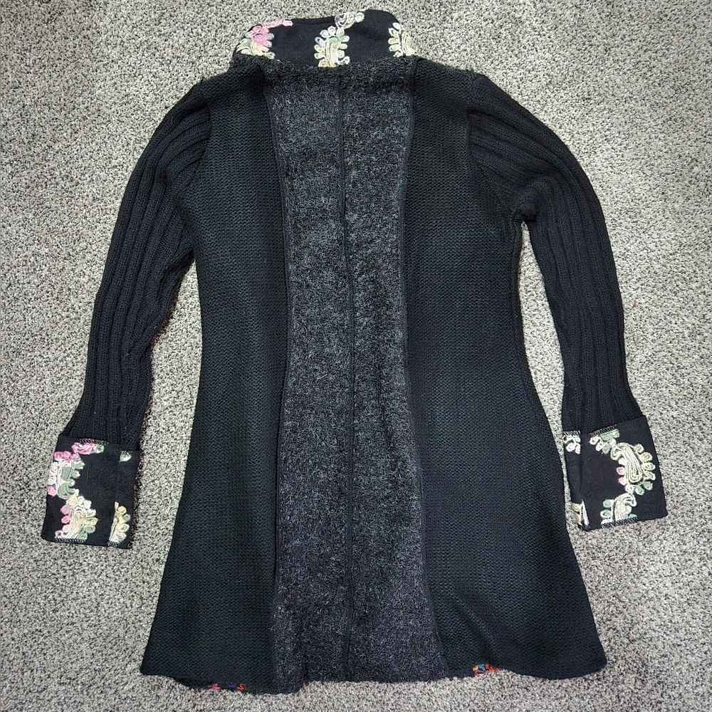 Coco + Carmen Black Sweater With Patchwork Embroi… - image 2